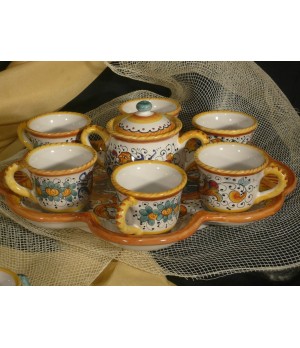 Coffe Set x 6 with Flower Tray and Sugar Bowl Classic