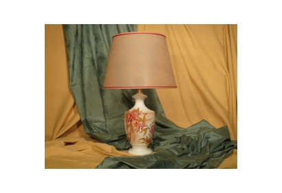 Lampada Anfora con Piede Tagliato Fiori Rosso Geraneo