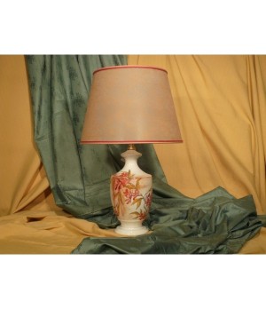 Lampada Anfora con Piede Tagliato Fiori Rosso Geraneo