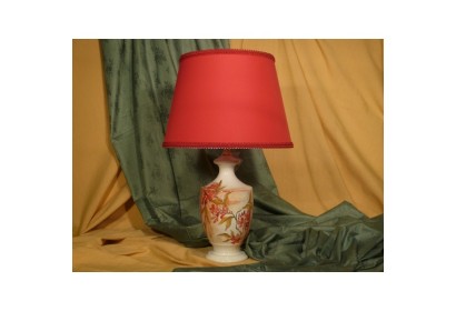 Lampada Anfora con Piede Tagliato Fiori Rosso Geraneo