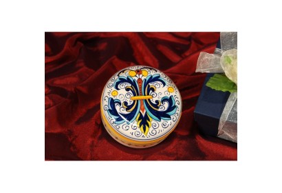 Ceramic Small Box Round Casket Ricco Deruta Colors