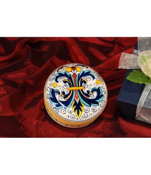 Ceramic Small Box Round Casket Ricco Deruta Colors