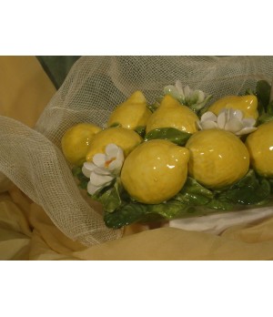 Centerpiece Candleholder Rectangular Lemons and Flowers
