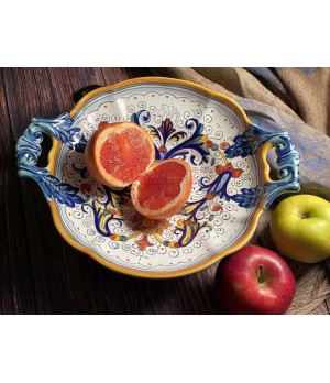 Centrepiece/Fruit Bowl Leaf Handles Ricco Deruta Colori