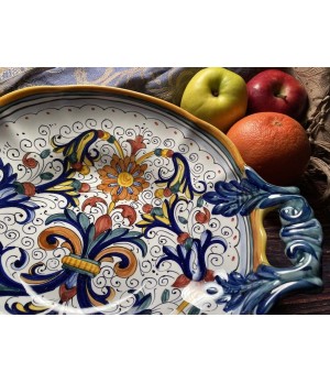 Centrepiece/Fruit Bowl Leaf Handles Ricco Deruta Colori